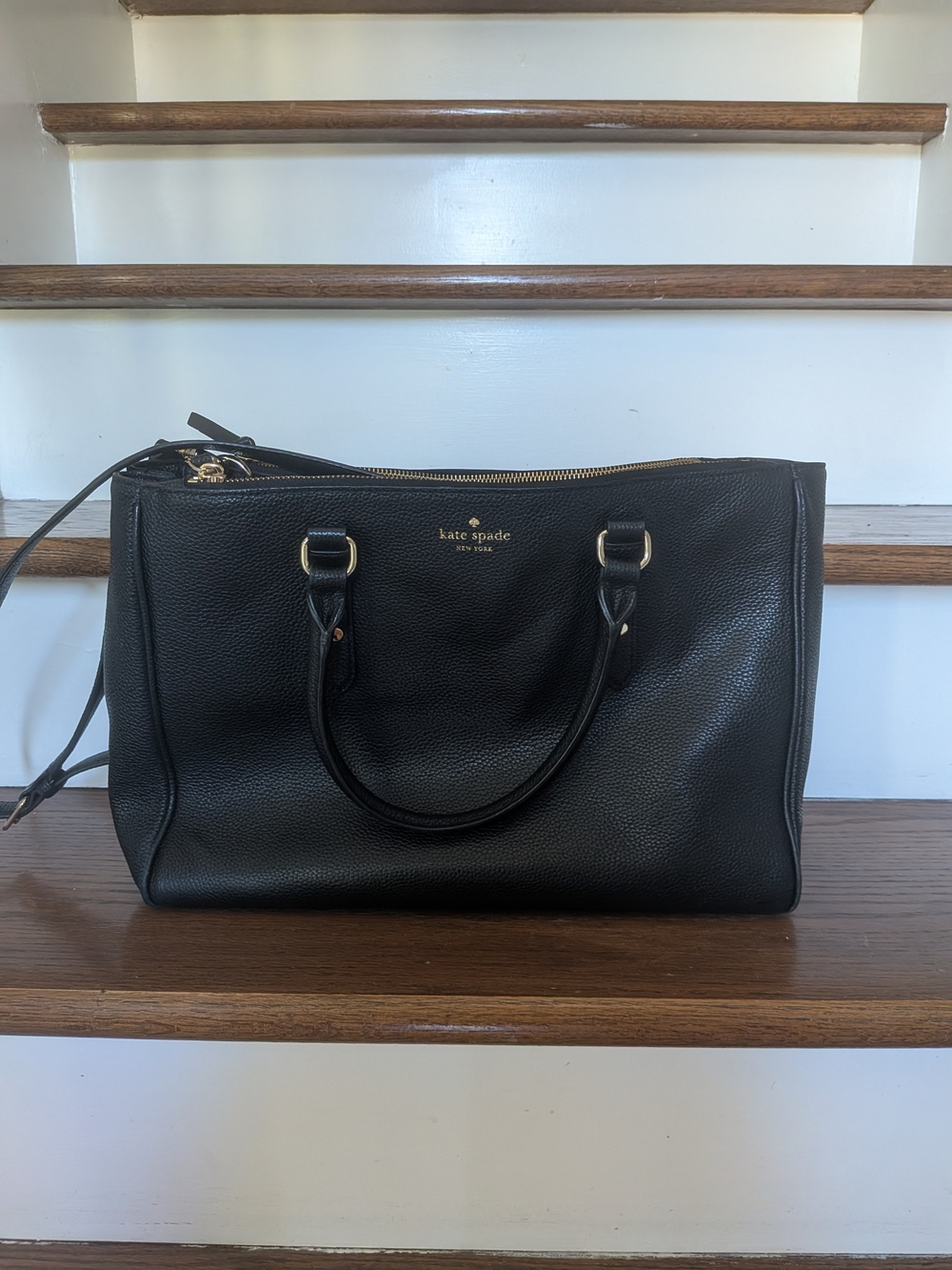 kate spade Black Pebbled Leather Mulberry Tote